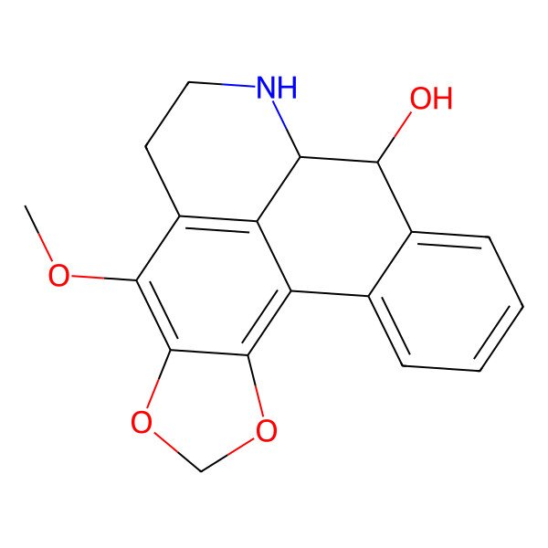 2D Structure of 7-Methoxy-3,5-dioxa-11-azapentacyclo[10.7.1.02,6.08,20.014,19]icosa-1,6,8(20),14,16,18-hexaen-13-ol