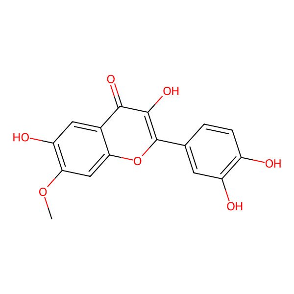 2D Structure of 7-Methoxy-3,6,3',4'-tetrahydroxyflavone