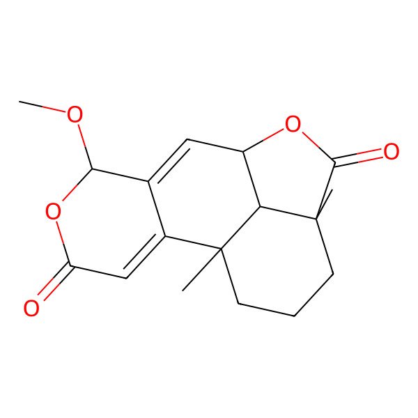 2D Structure of 7-Methoxy-3a,10b-dimethyl-1,2,3,3aalpha,5aalpha,7,10bbeta,10calpha-octahydro-4H,9H-furo(2,3',4'