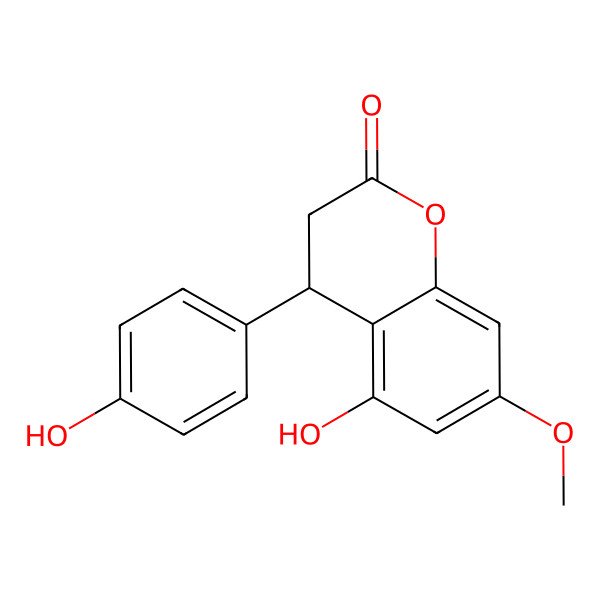 2D Structure of 7-Methoxy-5-hydroxy-4-(4-hydroxyphenyl)chroman-2-one