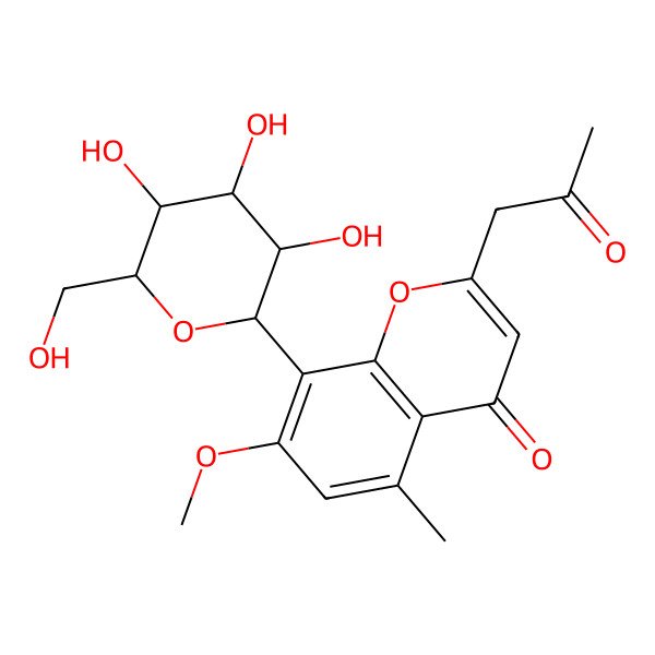 2D Structure of 7-Methoxy-5-methyl-2-(2-oxopropyl)-8-[3,4,5-trihydroxy-6-(hydroxymethyl)oxan-2-yl]chromen-4-one