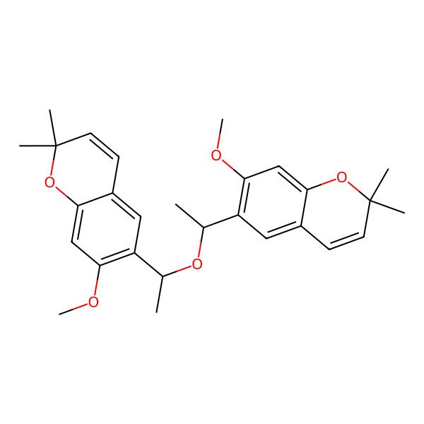 2D Structure of 7-methoxy-6-[(1S)-1-[(1S)-1-(7-methoxy-2,2-dimethylchromen-6-yl)ethoxy]ethyl]-2,2-dimethylchromene