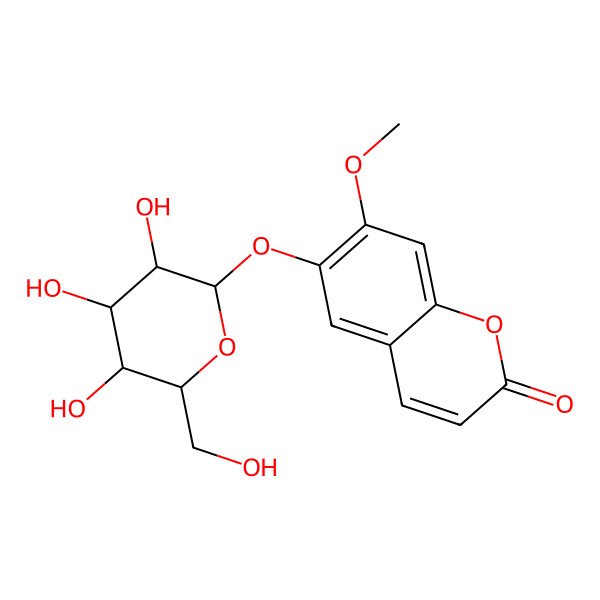2D Structure of 7-Methoxy-6-[3,4,5-trihydroxy-6-(hydroxymethyl)oxan-2-yl]oxychromen-2-one