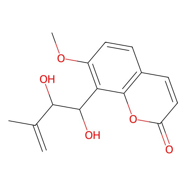 2D Structure of (7-Methoxy-8-(1,2-dihydroxy-3-methyl-3-butenyl))coumarin