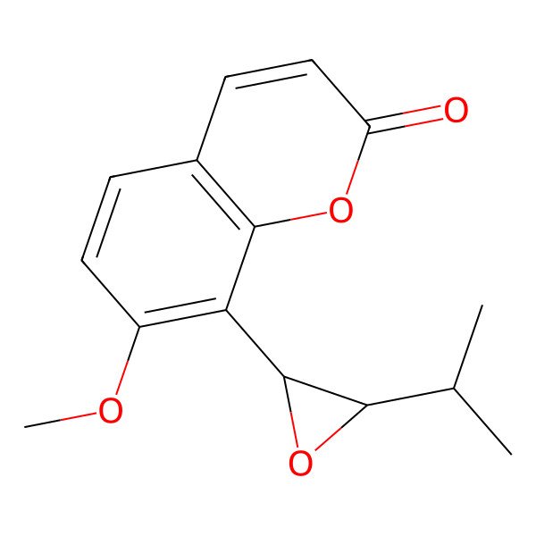 2D Structure of 7-methoxy-8-[(2S,3S)-3-propan-2-yloxiran-2-yl]chromen-2-one