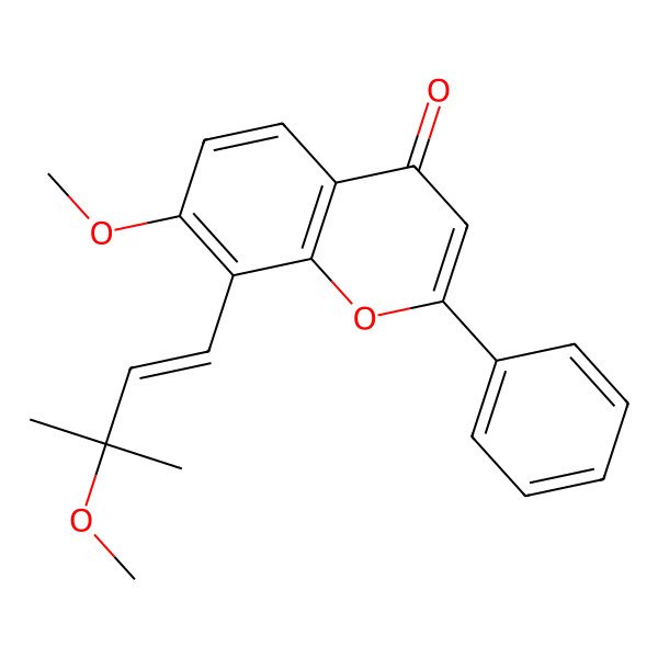 2D Structure of 7-Methoxy-8-(3-methoxy-3-methylbut-1-enyl)-2-phenylchromen-4-one