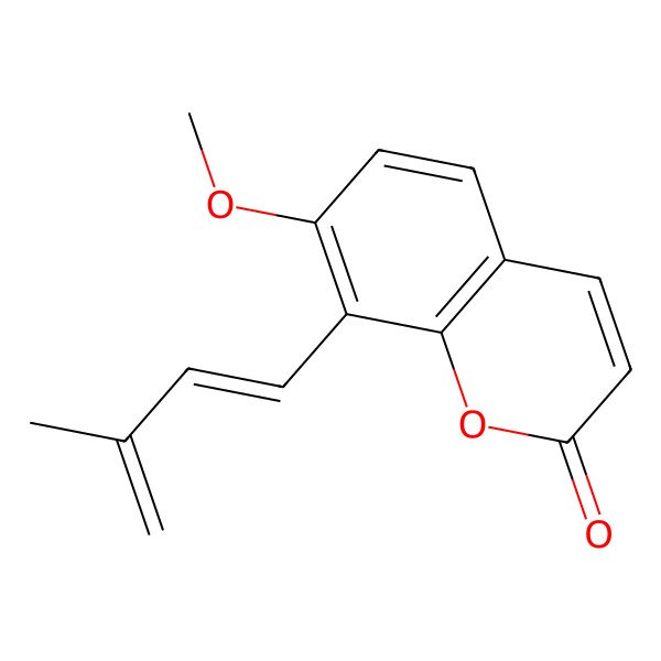 2D Structure of 7-Methoxy-8-(3-methylbuta-1,3-dien-1-yl)-2H-chromen-2-one