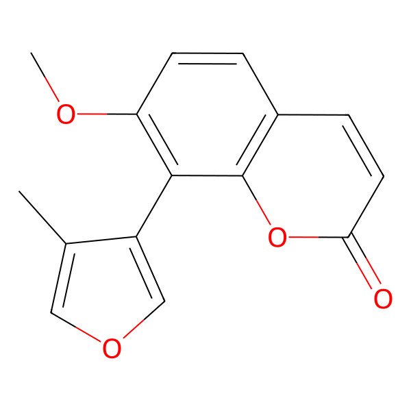 2D Structure of 7-Methoxy-8-(4-methylfuran-3-yl)chromen-2-one