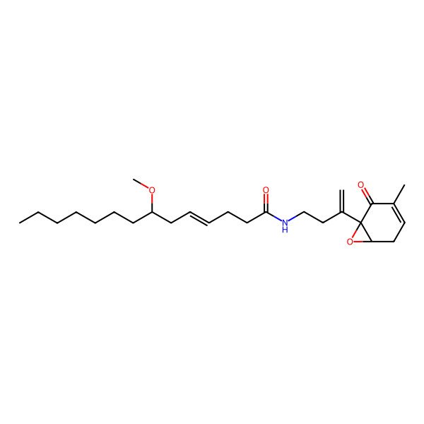 2D Structure of 7-methoxy-N-[3-(3-methyl-2-oxo-7-oxabicyclo[4.1.0]hept-3-en-1-yl)but-3-enyl]tetradec-4-enamide