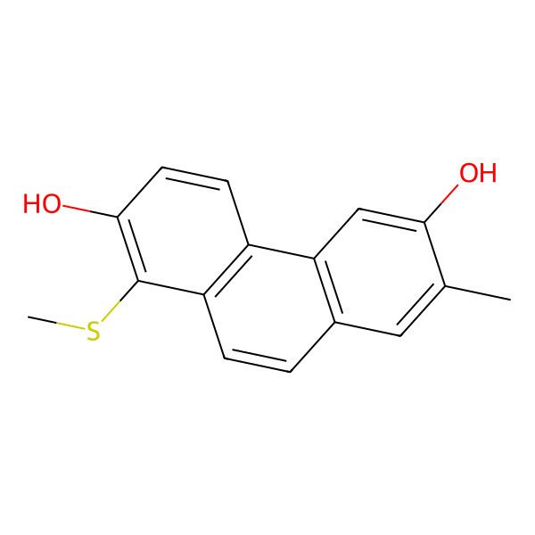 2D Structure of 7-Methyl-1-methylsulfanylphenanthrene-2,6-diol