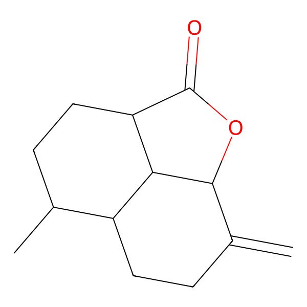 2D Structure of 7-Methyl-11-methylidene-2-oxatricyclo[6.3.1.04,12]dodecan-3-one