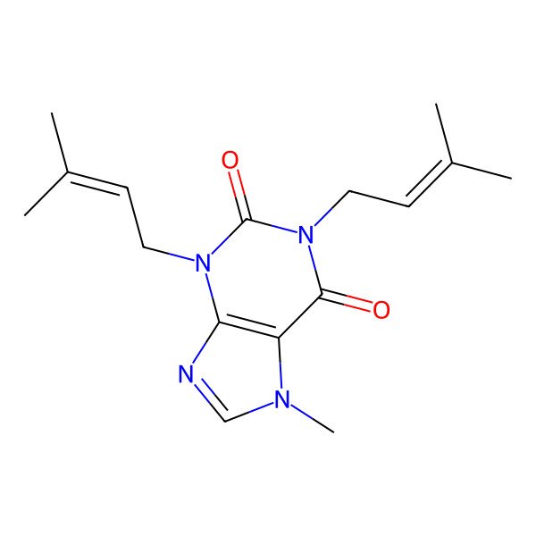2D Structure of 7-Methyl-1,3-bis(3-methylbut-2-enyl)purine-2,6-dione 2D Structure of 7-Methyl-1,3-bis(3-methylbut-2-enyl)purine-2,6-dione