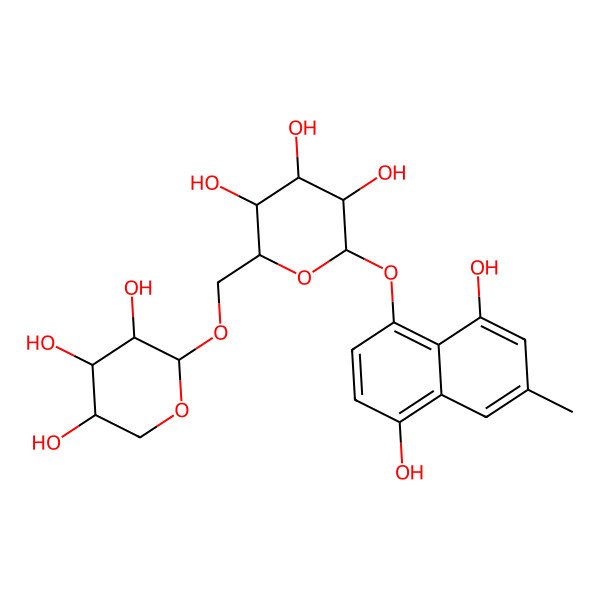 2D Structure of 7-Methyl-1,4,5-naphthalenetriol 4-[xylosyl-(1->6)-glucoside]