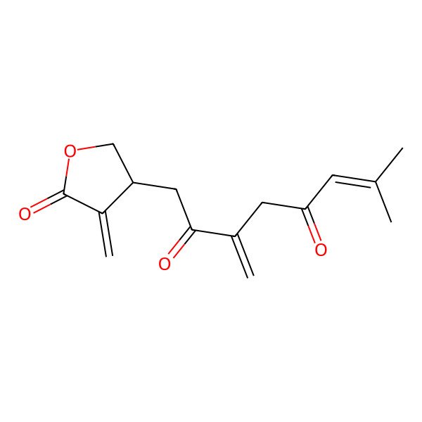 2D Structure of 7-methyl-3-methylidene-1-[(3S)-4-methylidene-5-oxooxolan-3-yl]oct-6-ene-2,5-dione