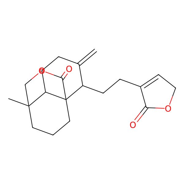 2D Structure of 7-methyl-3-methylidene-2-[2-(5-oxo-2H-furan-4-yl)ethyl]-9-oxatricyclo[5.3.3.01,6]tridecan-10-one
