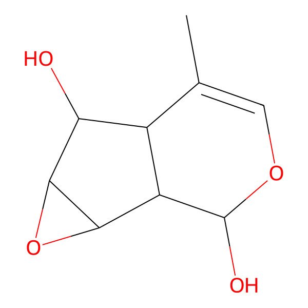 2D Structure of 7-Methyl-3,9-dioxatricyclo[4.4.0.02,4]dec-7-ene-5,10-diol