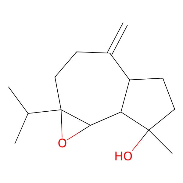 2D Structure of 7-methyl-4-methylidene-1a-propan-2-yl-3,4a,5,6,7a,7b-hexahydro-2H-azuleno[7,8-b]oxiren-7-ol