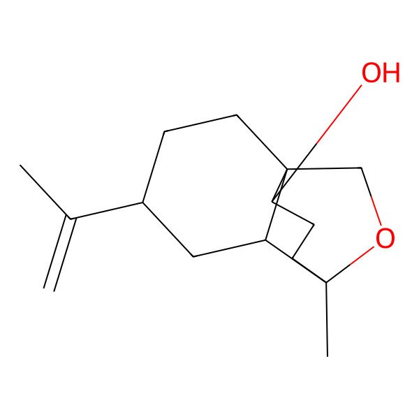 2D Structure of 7-Methyl-4-prop-1-en-2-yl-12-oxatricyclo[5.3.2.01,6]dodecan-10-ol