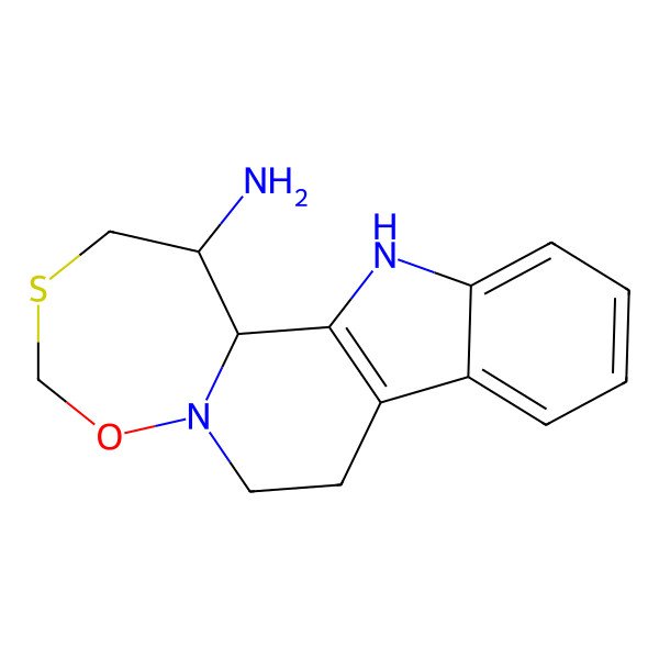 2D Structure of 7-Oxa-5-thia-8,18-diazatetracyclo[9.7.0.02,8.012,17]octadeca-1(11),12,14,16-tetraen-3-amine