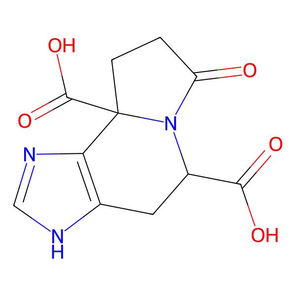 2D Structure of 7-oxo-4,5,8,9-tetrahydro-3H-imidazo[4,5-g]indolizine-5,9a-dicarboxylic acid