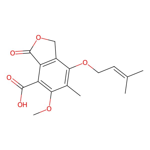 2D Structure of 4-[(3-Methyl-2-butenyl)oxy]-6-methoxy-5-methyl-7-phthalidecarboxylic acid methyl ester