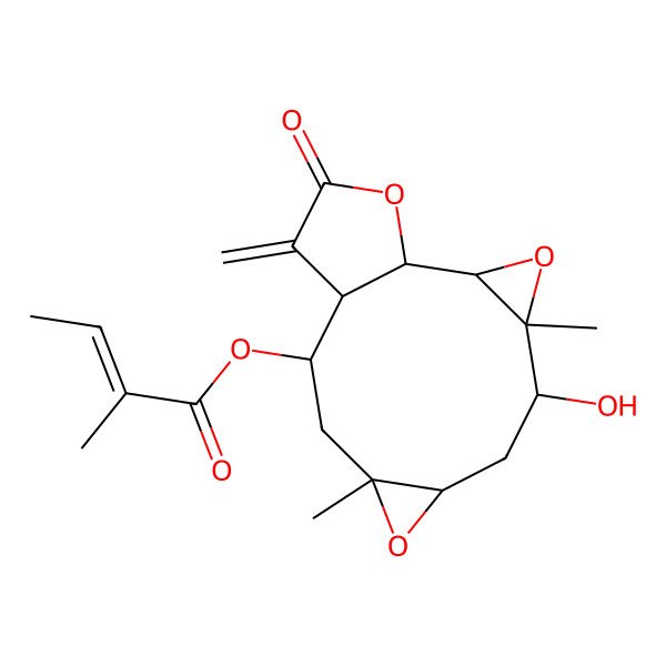 2D Structure of [(1S,2R,4R,5S,7R,9R,11S,12R)-5-hydroxy-4,9-dimethyl-13-methylidene-14-oxo-3,8,15-trioxatetracyclo[10.3.0.02,4.07,9]pentadecan-11-yl] (E)-2-methylbut-2-enoate