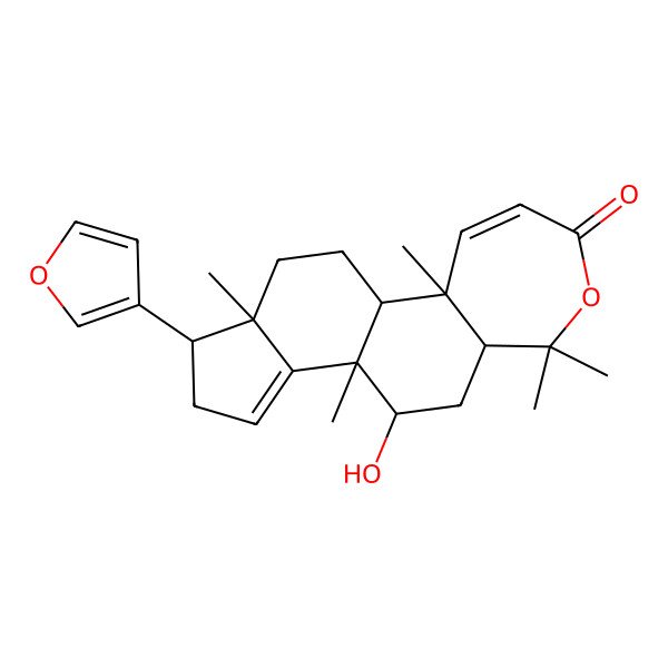 2D Structure of 1-(Furan-3-yl)-4-hydroxy-3b,6,6,10a,12a-pentamethyl-1,2,4,5,5a,10b,11,12-octahydroindeno[5,4-g][2]benzoxepin-8-one
