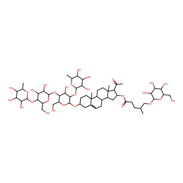 2D Structure of [17-acetyl-3-[5-[3,4-dihydroxy-6-(hydroxymethyl)-5-(3,4,5-trihydroxy-6-methyloxan-2-yl)oxyoxan-2-yl]oxy-4-hydroxy-6-(hydroxymethyl)-3-(3,4,5-trihydroxy-6-methyloxan-2-yl)oxyoxan-2-yl]oxy-10,13-dimethyl-2,3,4,7,8,9,11,12,14,15,16,17-dodecahydro-1H-cyclopenta[a]phenanthren-16-yl] 4-methyl-5-[3,4,5-trihydroxy-6-(hydroxymethyl)oxan-2-yl]oxypentanoate