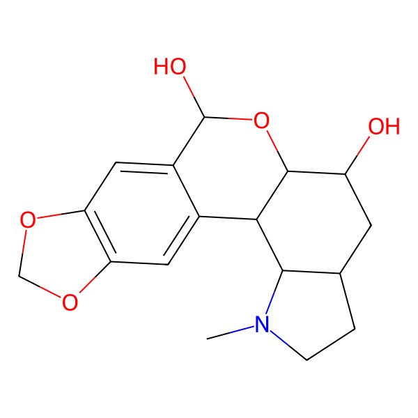 2D Structure of 4-Methyl-11,16,18-trioxa-4-azapentacyclo[11.7.0.02,10.03,7.015,19]icosa-1(20),13,15(19)-triene-9,12-diol