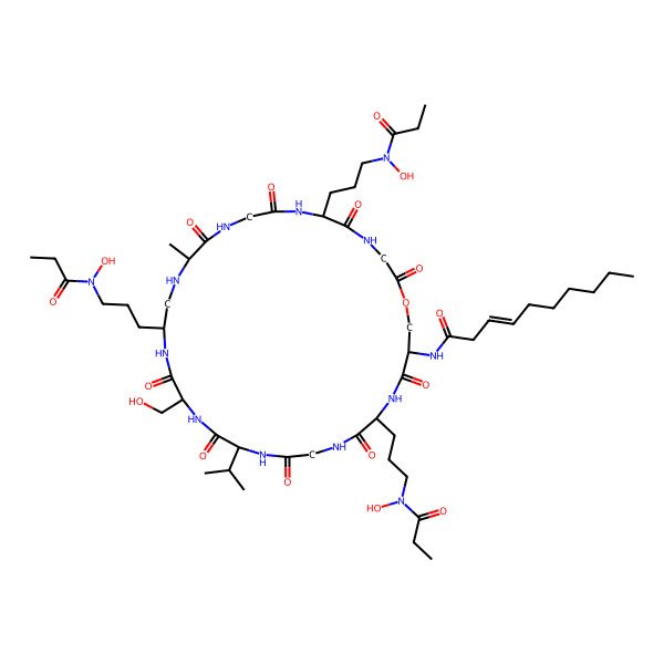 2D Structure of (Z)-N-[(12S,18S,21R,30S)-18-(hydroxymethyl)-6,15,27-tris[3-[hydroxy(propanoyl)amino]propyl]-12-methyl-2,5,8,11,17,20,23,26,29-nonaoxo-21-propan-2-yl-1-oxa-4,7,10,13,16,19,22,25,28-nonazacyclohentriacont-30-yl]dec-3-enamide