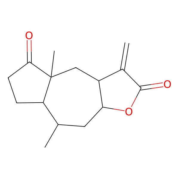 2D Structure of Azuleno[6,5-b]furan-2,5-dione, decahydro-4a,8-dimethyl-3-methylene-, [3aR-(3aalpha,4abeta,7aalpha,8beta,9aalpha)]-