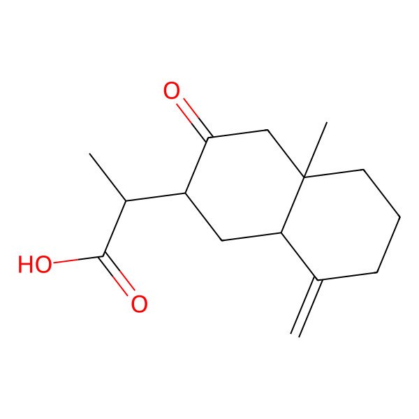 2D Structure of (2S)-2-[(2S,4aR,8aS)-4a-methyl-8-methylidene-3-oxo-2,4,5,6,7,8a-hexahydro-1H-naphthalen-2-yl]propanoic acid