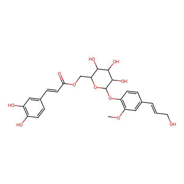 2D Structure of [3,4,5-Trihydroxy-6-[4-(3-hydroxyprop-1-enyl)-2-methoxyphenoxy]oxan-2-yl]methyl 3-(3,4-dihydroxyphenyl)prop-2-enoate