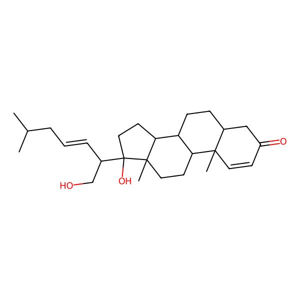2D Structure of (5S,8R,9S,10R,13S,14S,17S)-17-hydroxy-17-[(E,2S)-1-hydroxy-6-methylhept-3-en-2-yl]-10,13-dimethyl-5,6,7,8,9,11,12,14,15,16-decahydro-4H-cyclopenta[a]phenanthren-3-one