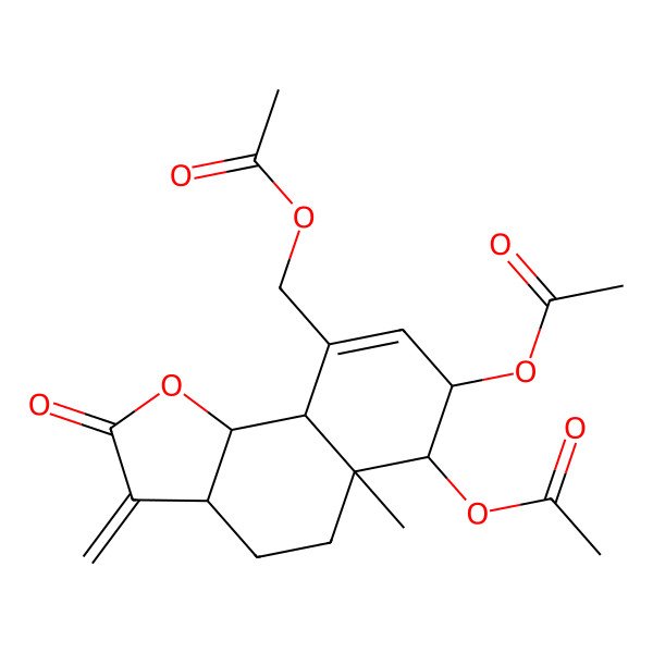2D Structure of [(3aS,5aR,6R,7R,9aS,9bS)-6,7-diacetyloxy-5a-methyl-3-methylidene-2-oxo-4,5,6,7,9a,9b-hexahydro-3aH-benzo[g][1]benzofuran-9-yl]methyl acetate