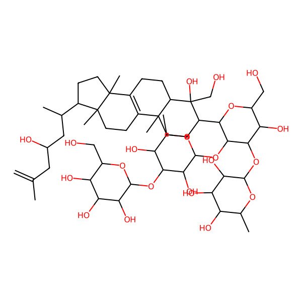2D Structure of (2S,3R,4R,5R,6S)-2-[(2S,3S,4S,5R,6R)-3-[(2S,3R,4R,5S,6S)-3,5-dihydroxy-6-methyl-4-[(2S,3R,4S,5S,6R)-3,4,5-trihydroxy-6-(hydroxymethyl)oxan-2-yl]oxyoxan-2-yl]oxy-5-hydroxy-2-[(3R,4S,5R,10S,13R,14R,17R)-4-hydroxy-4-(hydroxymethyl)-17-[(2R,4R)-4-hydroxy-6-methylhept-6-en-2-yl]-10,13,14-trimethyl-2,3,5,6,7,11,12,15,16,17-decahydro-1H-cyclopenta[a]phenanthren-3-yl]-6-(hydroxymethyl)oxan-4-yl]oxy-6-methyloxane-3,4,5-triol