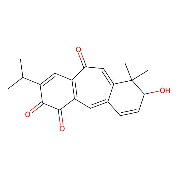 2D Structure of (13R)-13-hydroxy-12,12-dimethyl-6-propan-2-yltricyclo[9.4.0.03,8]pentadeca-1,3(8),6,10,14-pentaene-4,5,9-trione