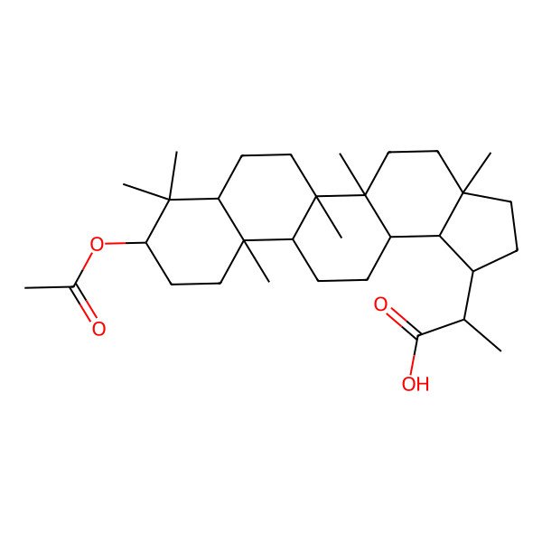 2D Structure of 2-(9-Acetyloxy-3a,5a,5b,8,8,11a-hexamethyl-1,2,3,4,5,6,7,7a,9,10,11,11b,12,13,13a,13b-hexadecahydrocyclopenta[a]chrysen-1-yl)propanoic acid