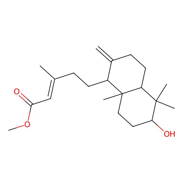 2D Structure of methyl (Z)-5-[(1R,4aS,6R,8aS)-6-hydroxy-5,5,8a-trimethyl-2-methylidene-3,4,4a,6,7,8-hexahydro-1H-naphthalen-1-yl]-3-methylpent-2-enoate