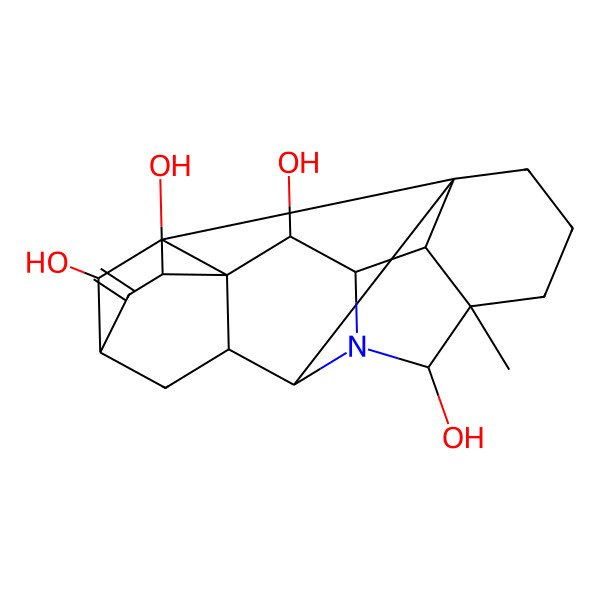 2D Structure of 5-Methyl-12-methylidene-7-azaheptacyclo[9.6.2.01,8.05,17.07,16.09,14.014,18]nonadecane-6,13,15,19-tetrol