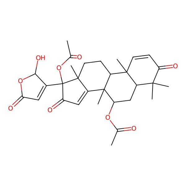 2D Structure of [(5R,7R,8S,9S,10S,13R,17S)-17-acetyloxy-17-[(2R)-2-hydroxy-5-oxo-2H-furan-3-yl]-4,4,8,10,13-pentamethyl-3,16-dioxo-5,6,7,9,11,12-hexahydrocyclopenta[a]phenanthren-7-yl] acetate