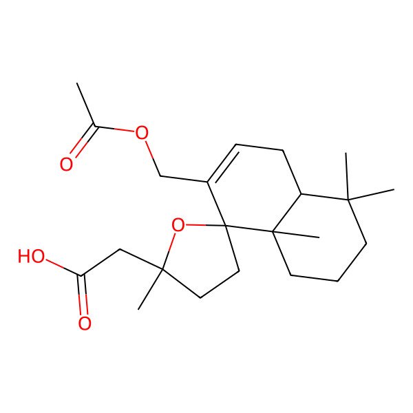 2D Structure of 2-[(2'S,4aS,8S,8aS)-7-(acetyloxymethyl)-2',4,4,8a-tetramethylspiro[2,3,4a,5-tetrahydro-1H-naphthalene-8,5'-oxolane]-2'-yl]acetic acid