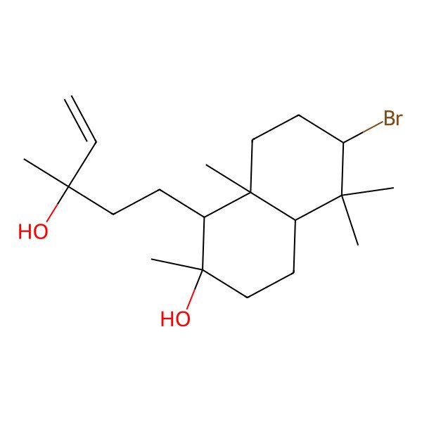 2D Structure of (1S,2S,4aS,6R,8aR)-6-bromo-1-[(3R)-3-hydroxy-3-methylpent-4-enyl]-2,5,5,8a-tetramethyl-3,4,4a,6,7,8-hexahydro-1H-naphthalen-2-ol