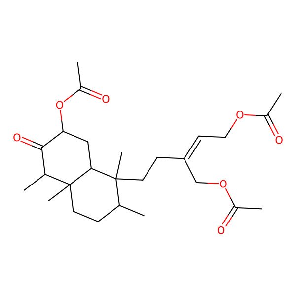 2D Structure of [(E)-5-[(1S,2R,4aR,5S,7R,8aR)-7-acetyloxy-1,2,4a,5-tetramethyl-6-oxo-3,4,5,7,8,8a-hexahydro-2H-naphthalen-1-yl]-3-(acetyloxymethyl)pent-2-enyl] acetate