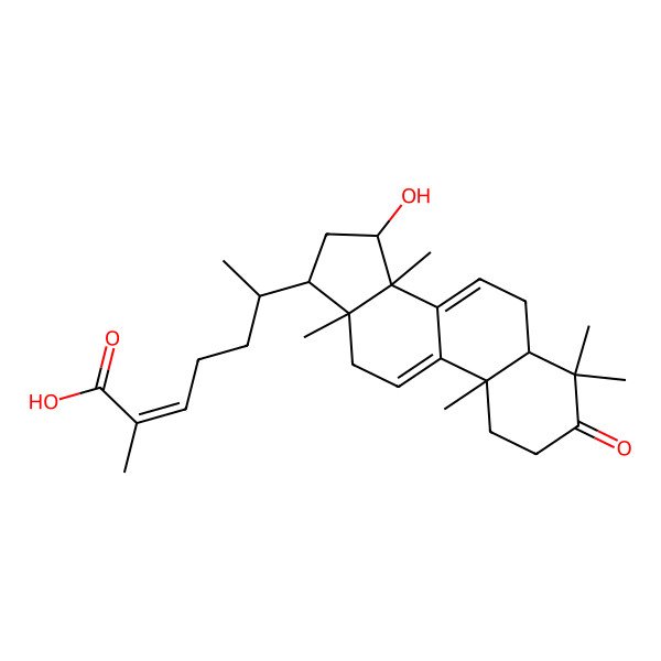 2D Structure of 6-(15-Hydroxy-4,4,10,13,14-pentamethyl-3-oxo-1,2,5,6,12,15,16,17-octahydrocyclopenta[a]phenanthren-17-yl)-2-methylhept-2-enoic acid