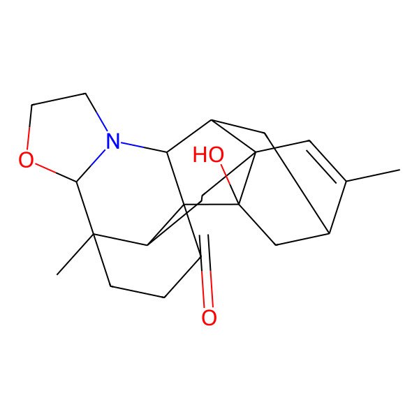 2D Structure of (1R,5R,6R,11R,12S,14S,17R,20S,21S)-21-hydroxy-5,15-dimethyl-7-oxa-10-azaheptacyclo[12.6.2.01,11.05,20.06,10.012,17.017,21]docos-15-en-19-one