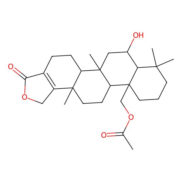 2D Structure of [(5aS,5bS,7S,7aS,11aS,11bS,13aS)-7-hydroxy-5b,8,8,13a-tetramethyl-3-oxo-4,5,5a,6,7,7a,9,10,11,11b,12,13-dodecahydro-1H-phenanthro[2,1-e][2]benzouran-11a-yl]methyl acetate
