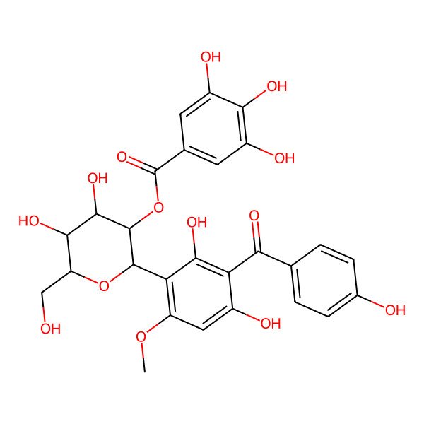 2D Structure of [(2S,3S,5S)-2-[2,4-dihydroxy-3-(4-hydroxybenzoyl)-6-methoxyphenyl]-4,5-dihydroxy-6-(hydroxymethyl)oxan-3-yl] 3,4,5-trihydroxybenzoate