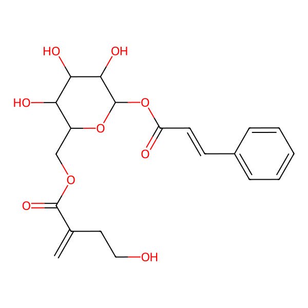 2D Structure of [(2R,3S,4S,5R,6S)-3,4,5-trihydroxy-6-[(Z)-3-phenylprop-2-enoyl]oxyoxan-2-yl]methyl 4-hydroxy-2-methylidenebutanoate