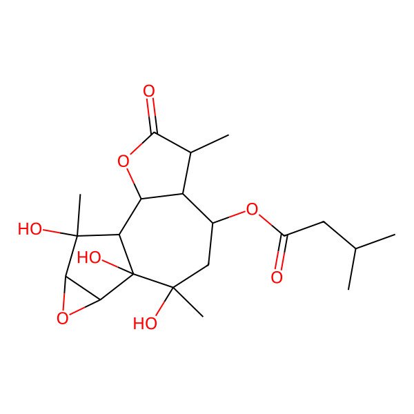 2D Structure of (9,10,14-Trihydroxy-5,9,14-trimethyl-4-oxo-3,12-dioxatetracyclo[8.4.0.02,6.011,13]tetradecan-7-yl) 3-methylbutanoate